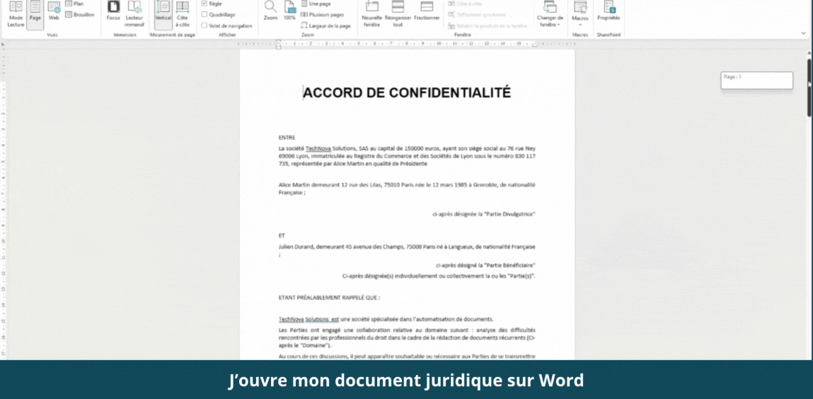Importez un document word, utilisez l'IA pour l'anonymiser, laissez notre algorithme créer votre modèle